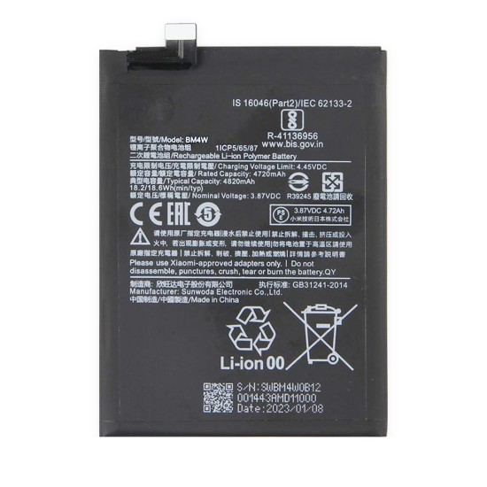 Battery BM4W for Xiaomi Mi 10t Lite 4820mAh Battery BM4W for Xiaomi Mi 10t Lite 4820mAh